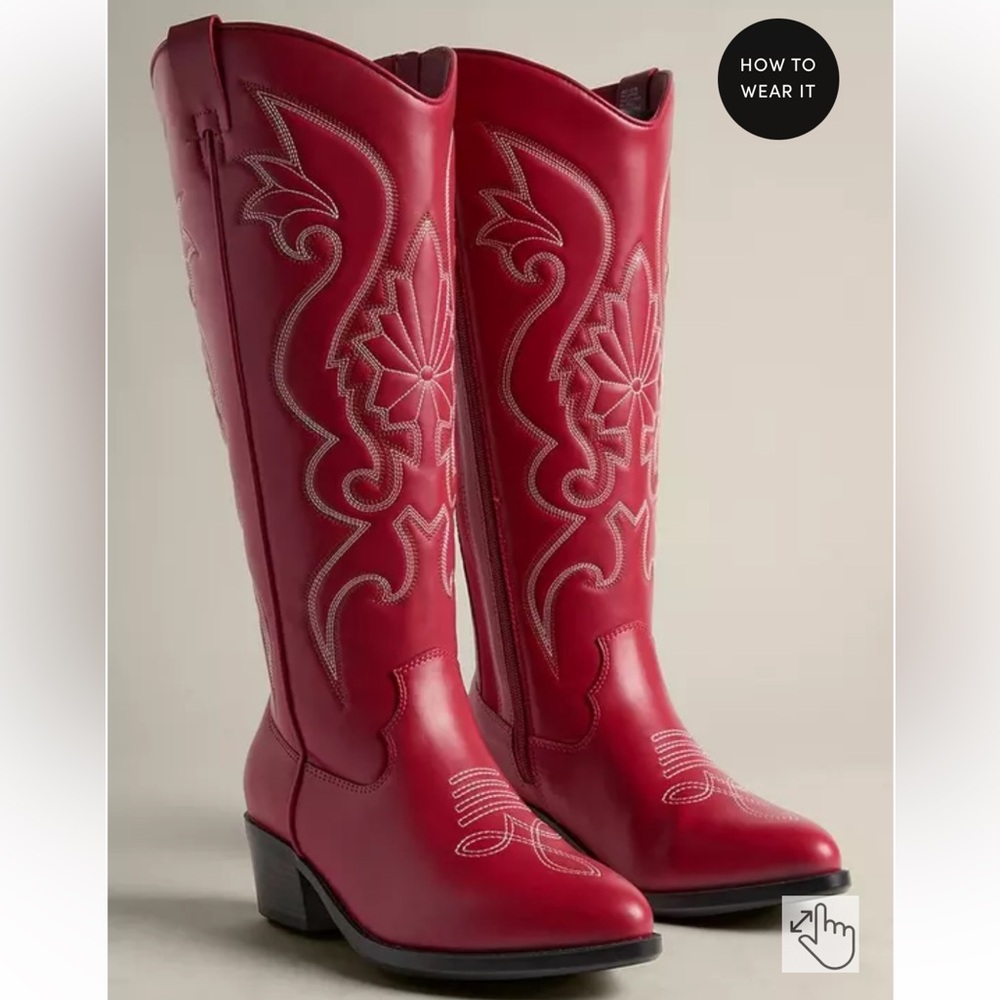 Torrid Red Western Knee Boot Wide Calf